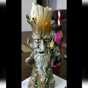 Source Unknown Tree Face Incent Holder - Gray and Green